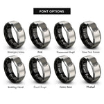 font options for inside engraving on black & grey fabric marker rings