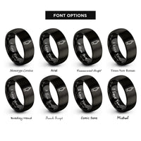 font options for inside engraving on black fabric marker rings