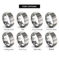 font options for inside engraving on silver fabric marker rings