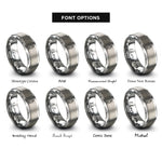 font options for inside engraving on silver fabric marker rings