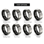 font options for inside engraving on black & grey face buttons rings