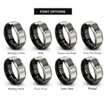 font options for inside engraving on black & silver face buttons rings