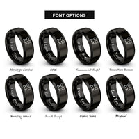 font options for inside engraving on black face buttons rings