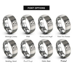 font options for inside engraving on silver face buttons rings