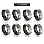 font options for inside engraving on black & grey face centered rings