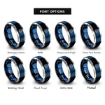 font options for inside engraving on blue & grey face centered rings