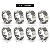font options for inside engraving on grey face centered rings