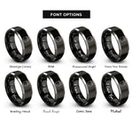 font options for inside engraving on black & silver face shield rings