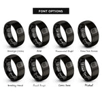 font options for inside engraving on black face shield rings