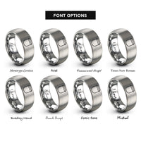 font options for inside engraving on grey face shield rings