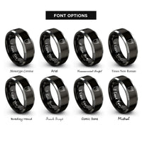 font options for inside engraving on black & grey face shield visor rings
