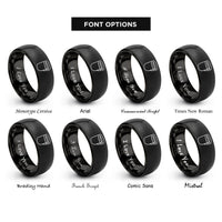 font options for inside engraving on black face shield visor rings