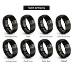 font options for inside engraving on black face shield visor rings