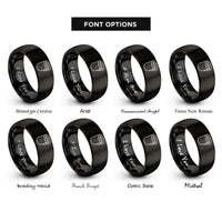 font options for inside engraving on black face shield visor rings