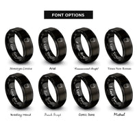 font options for inside engraving on black face shield visor rings