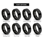 font options for inside engraving on black face shield visor rings