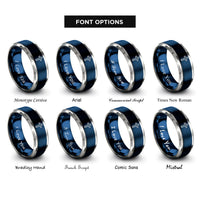 font options for inside engraving on blue & gray faceted cross rings