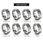 font options for inside engraving on grey faceted diamond pattern rings