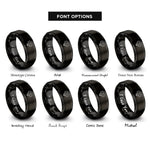 font options for inside engraving on black faceted heart rings