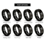 font options for inside engraving on black faceted heart rings