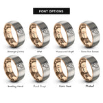 font options for inside engraving on rose gold & grey faceted heart rings