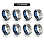 font options for inside engraving on blue & gray faceted music note rings