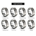 font options for inside engraving on grey factory robot cell rings
