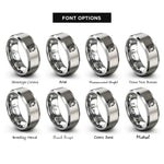 font options for inside engraving on gray factory robot cell rings