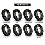font options for inside engraving on black & grey factory skyline rings