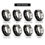 font options for inside engraving on black & silver factory skyline rings