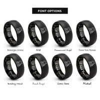 font options for inside engraving on black factory skyline rings