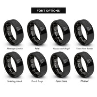 font options for inside engraving on black factory skyline rings