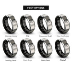font options for inside engraving on black & grey fader slider rings