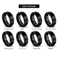 font options for inside engraving on black fader slider rings