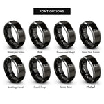 font options for inside engraving on black & gray falcon rings