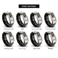 font options for inside engraving on black & gray falcon rings