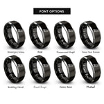 font options for inside engraving on black & silver falcon rings