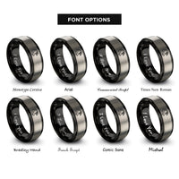font options for inside engraving on black & silver falcon rings