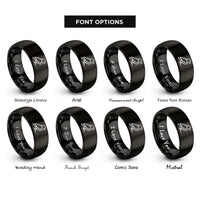 font options for inside engraving on black falcon rings