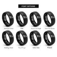 font options for inside engraving on black falcon rings