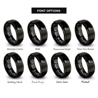 font options for inside engraving on black falcon rings