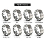 font options for inside engraving on gray falcon rings