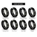font options for inside engraving on black & grey falling feather rings