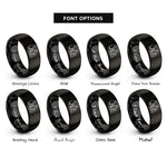 font options for inside engraving on black family four rings