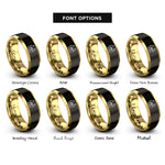 font options for inside engraving on black & gold family hands rings