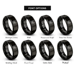 font options for inside engraving on black family hands rings