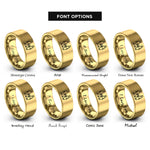 font options for inside engraving on gold family hands rings