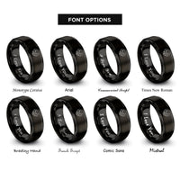 font options for inside engraving on black family heart rings