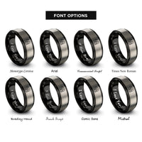 font options for inside engraving on black & grey family hike rings