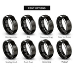 font options for inside engraving on black & silver family hike rings